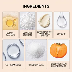 Vue detaillee des ingredients montrant les extraits naturels et les composants nourrissants.