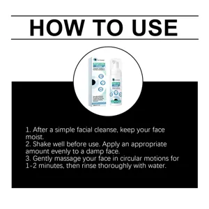 Detail view showing gentle cleansing mousse usage steps, perfect for eyelid and face care.