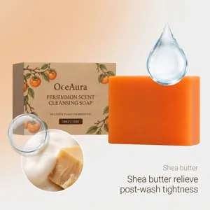 Savon visage parfum kaki OceAura aux extraits végétaux pour nettoyer la peau en douceur.
