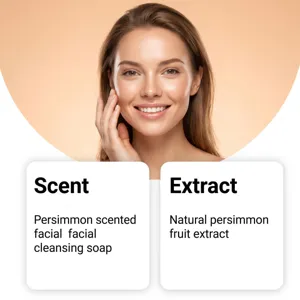 Vue détaillée du savon visage à l'extrait naturel de kaki pour un soin de peau doux et pur.