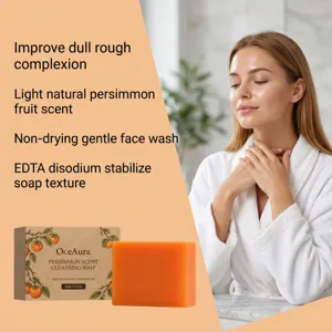 Savon visage parfum kaki OceAura pour soin doux et peau lisse avec vue detaillee 100g