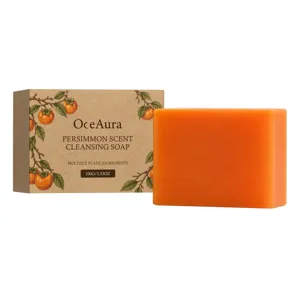 OCEAURA Savon Nettoyant Visage Parfum Kaki 100g Savon Solide Doux pour une Peau Lisse