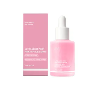 Ultra light PDRN pink peptide serum 30ml dropper bottle with box on white background main image