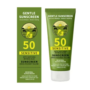 Crème solaire minérale FPS 50+ au suif de bœuf et à l'aloe vera apaisant 100g.