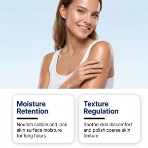 Detail view showing skin moisturizing spray texture, cuticle hydration and smoothing benefits.