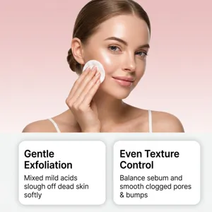 Gentle exfoliating facial cotton pads for deep cleansing, skin smoothing and care.