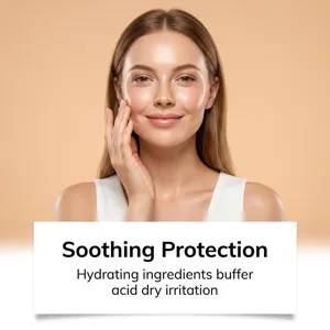 Detail shot showing skin soothing and hydrating protection for gentle facial care and smooth skin.