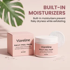 Viareline Daily Peel Pads 60pcs Gentle Exfoliating Facial Cleansing Skincare Toner Pads