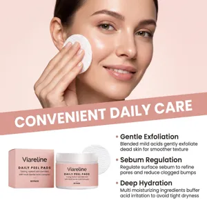 Detailed close-up view of daily peel pads featuring gentle acid complex for smooth skin texture.
