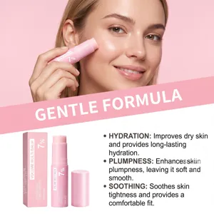 Rosa feuchtigkeitsspendender Balm-Stick für Gesicht, Lippen und Augenpflege mit Kollagen.