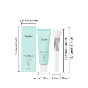 Set de mascarilla facial crema VIARELINE con brocha, hidratación suave para piel radiante.