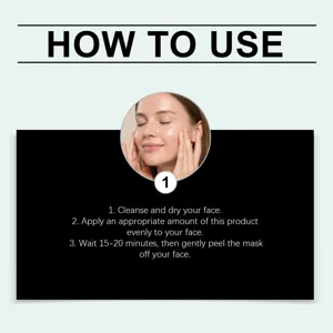 Imagen de detalle con instrucciones claras para la aplicacion de la mascarilla.