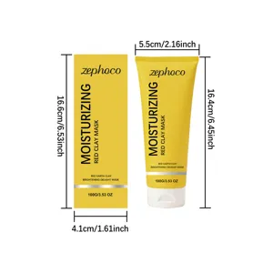 Zephoco hydraterend rood klei masker 100g diepe reiniging gezichtsverzorging tube met doos.