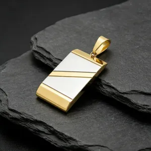 Pendentif Plaque Militaire Géométrique En Acier Inoxydable Bicolore Pour Homme