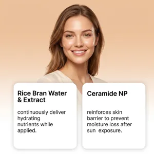 Extrait d'eau de son de riz et céramide NP détail hydratant la protection de la barrière cutanée.