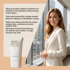 Crème solaire hydratante aux céramides de riz SPF 50 soin du visage quotidien léger et hydratant