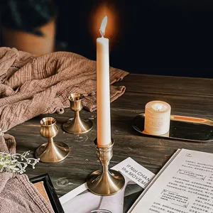 Elegant vintage brass aluminum candle holder set for romantic dining table decor
