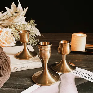 Luxury vintage brass aluminum candle holders set for elegant romantic dinner home decor
