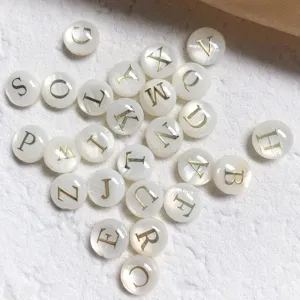 Natürliche Süßwasser-Muschel doppelseitig vergoldete Buchstabenperlen für Schmuck.