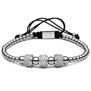 Men's Micro-Pave Zircon Adjustable Bracelet Main View White Background