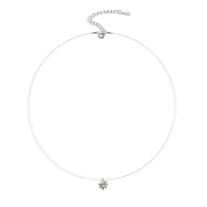 S925 silver transparent fishing line moissanite zircon necklace minimalist clavicle chain