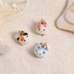 Colgantes gato de la suerte de cerámica accesorios joyería DIY para collares pendientes.