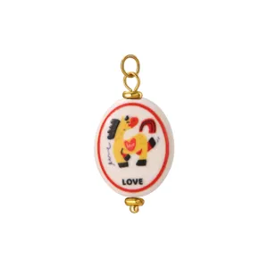 Süßer Keramik Cartoon Pferd Anhänger für DIY Armband Halskette Perlen Schmuck Detail
