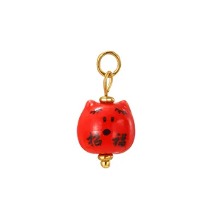 Colgante de la buena suerte de cerámica roja lindo accesorio para hacer joyas de bricolaje collar