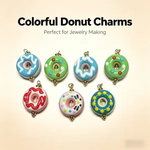 Süße Emaille Donut Charms Für Schmuckherstellung DIY Handgefertigte Halskette Armband Niedliche Lebensmittel Muster Anhänger Zubehör