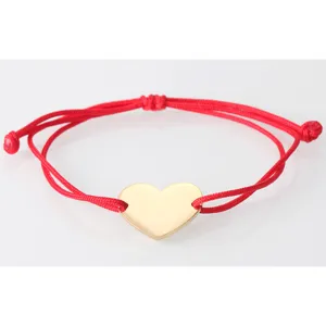 Rotes Band Herz Armband mit Edelstahl Anhänger verstellbar geflochtenes Paar Schmuck
