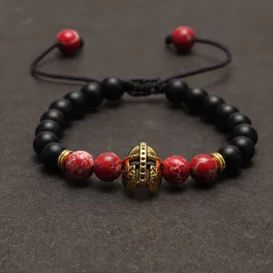 Spartan helm Lavastein Perlenarmband verstellbar handgemachte Paare Modeschmuck