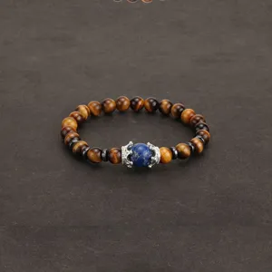 Bracelet de perles en pierre naturelle pour homme avec breloque couronne mode bijoux couple
