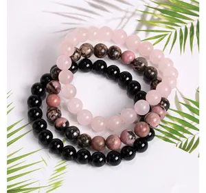 Natürlicher Edelstein Perlenarmband Set stapelbar elastischer Schmuck für Damen Alltag