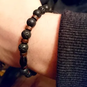 Herren Lavastein und Holzperlen Armband handgemachte Schmuck Accessoires lässiger Armschmuck