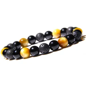 Bracelet en perles de pierre de lave naturelle et oeil de tigre pour homme et femme yoga