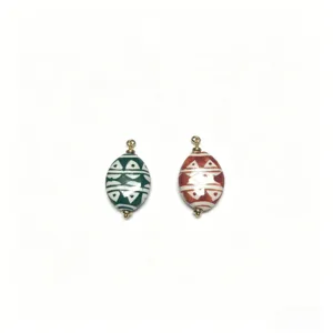 Handgemachte Keramik Osterei Anhänger böhmische geometrische DIY Schmuck Set 2Stk.