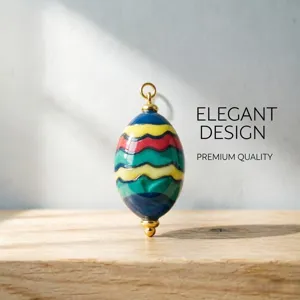 Handgemachte Keramik Osterei Anhänger böhmische geometrische DIY Schmuck Hängeornament