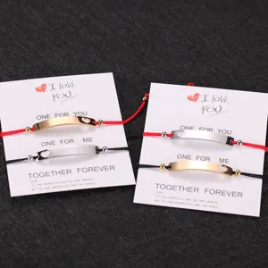 Pulseras de pareja a juego barra curva de acero inoxidable corazón recorte joyería