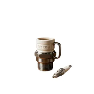 Unique spark plug shaped ceramic coffee mug for automotive fans, creative novelty cup main image.
