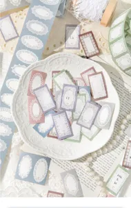 Vintage lace frame stickers for journaling and DIY scrapbooking in pastel colors