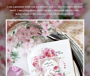 Detailed close-up of shell light floral PET tape from the Spring Messenger series