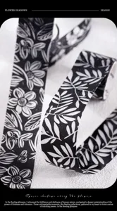 Schwarz-weißes Washi-Tape mit Blumenmuster und Glitzer für Scrapbooking-Deko