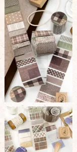 Detailansicht von Vintage-Washi-Tape mit gewebter Textur in erdigen Braun- und Grüntönen