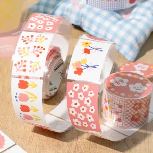Set de rubans adhésifs PET floraux esthétiques pour le scrapbooking et le journal