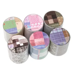 Set di 6 nastri washi vintage patchwork per decorazione estetica di diari fai-da-te