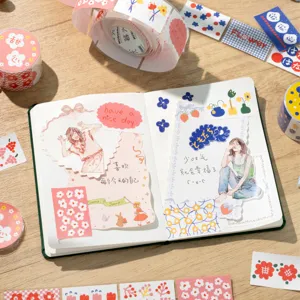 Rubans adhésifs washi à motif floral d'été pour scrapbooking et décoration créative