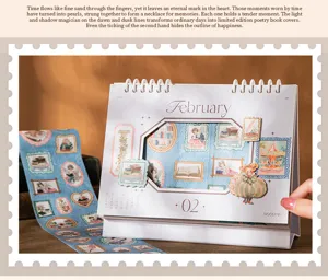 Ruban washi cadre vintage utilisé pour décorer un calendrier avec des illustrations.