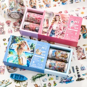 SIMNO PET Tape Set Character Life Scenery Matte Transparent Sticker Tape For DIY Journaling Scrapbooking Art Decoration