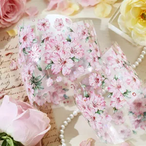 Spring Messenger series floral PET tape with iridescent shell light flower patterns