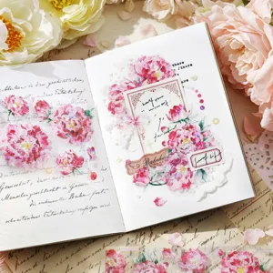 Spring Messenger series iridescent floral PET tape for scrapbooking and journal decoration